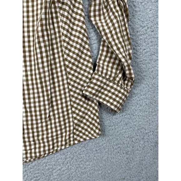 J. Jill Womens Size M petite Brown Cream Gingham Button Up Shirt - Picture 9 of 10